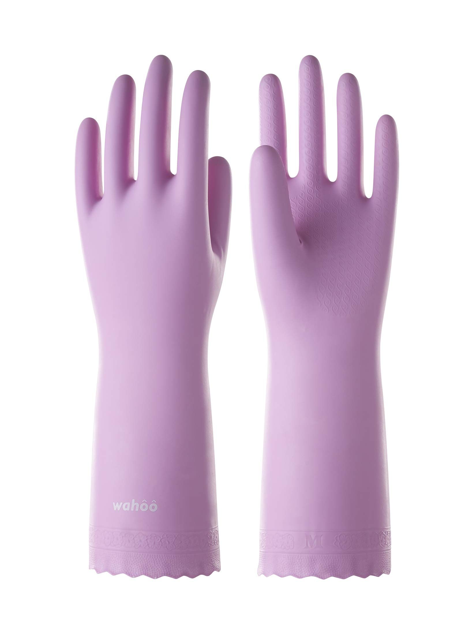 Wahoo PVC Dishwashing Cleaning Gloves, Skin-Friendly, Reusable Kitchen Gloves with Cotton Flocked Li | Amazon (US)