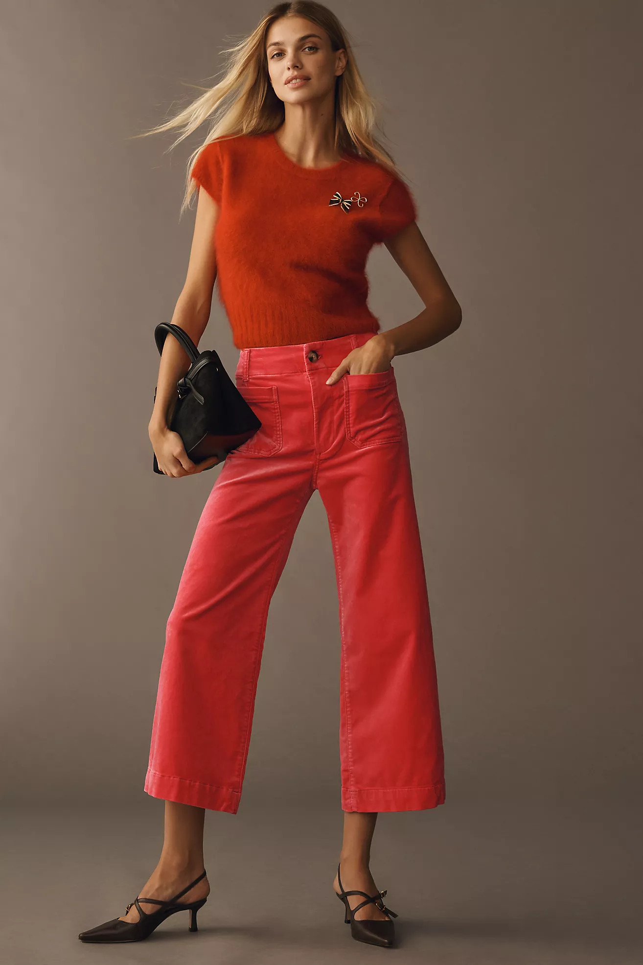 The Colette Velvet Crop Wide-Leg Pants by Maeve | Anthropologie (US)