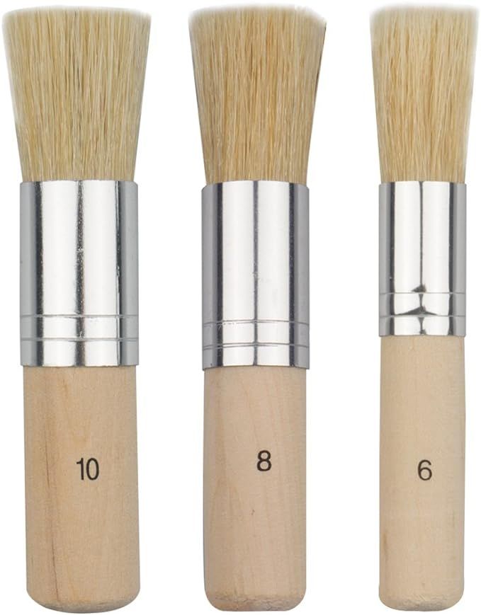 COCODE Wooden Stencil Brush (Set of 3), Natural Bristle Brushes Perfect for Acrylic Painting, Oil... | Amazon (US)