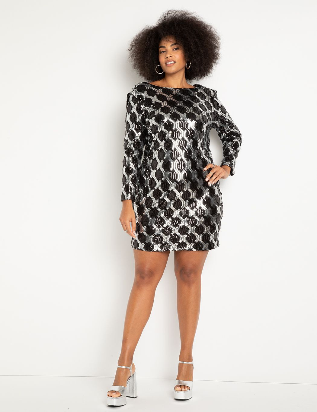 Sequin Cowl Back Mini Dress | Eloquii