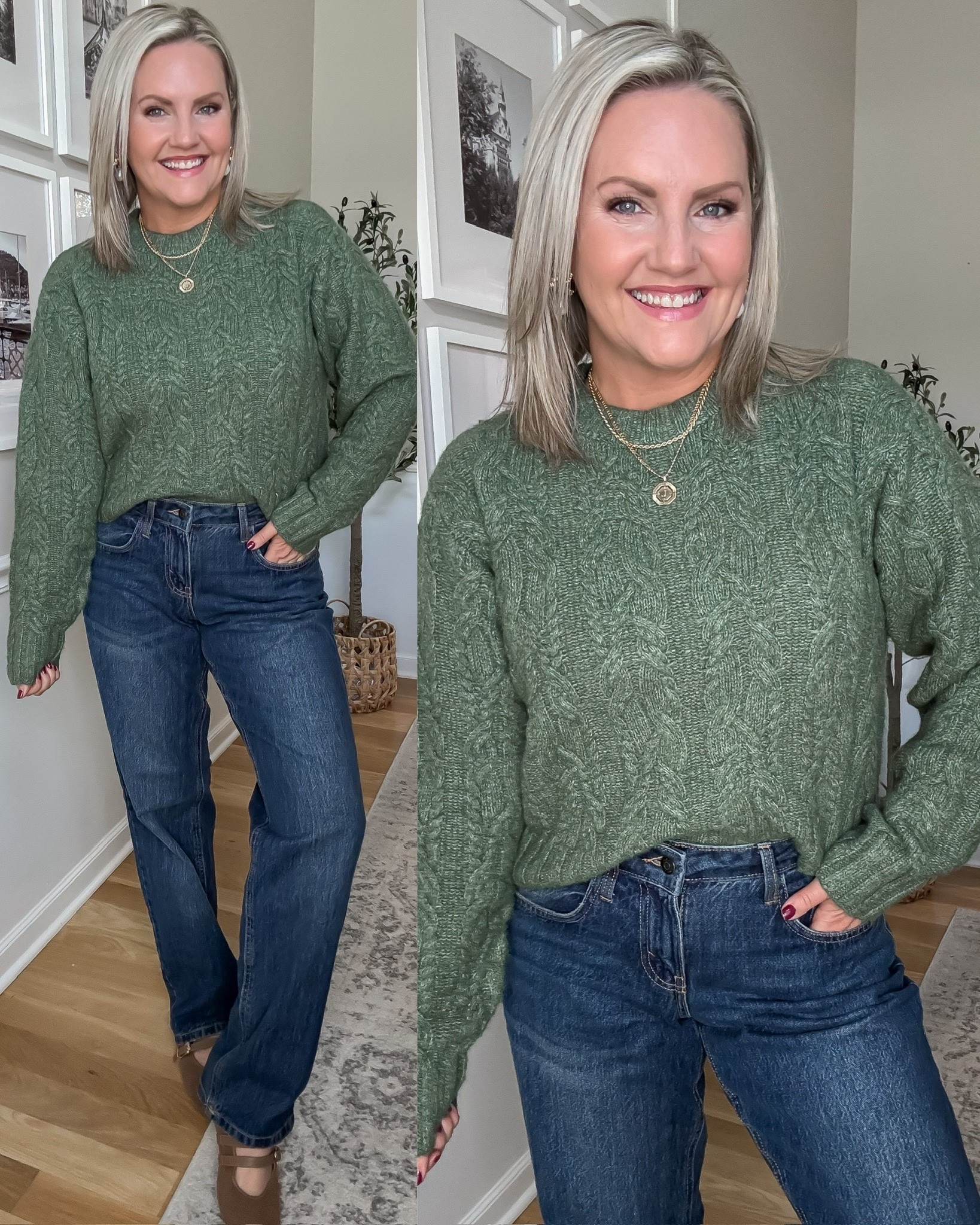 Loving these mid rise jeans and cable knit sweater from Target. This color is great for leading into the holidays. 🎄

#LTKFindsUnder50 #LTKStyleTip #LTKSeasonal