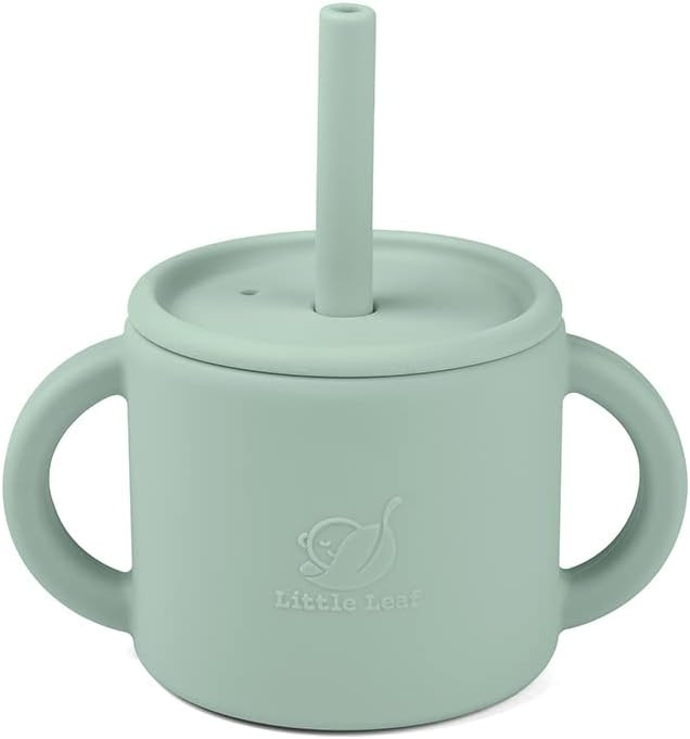 Silicone Baby Cup - 6OZ Transition Sippy Cups with Straw & Removable Lid - Green… | Amazon (US)