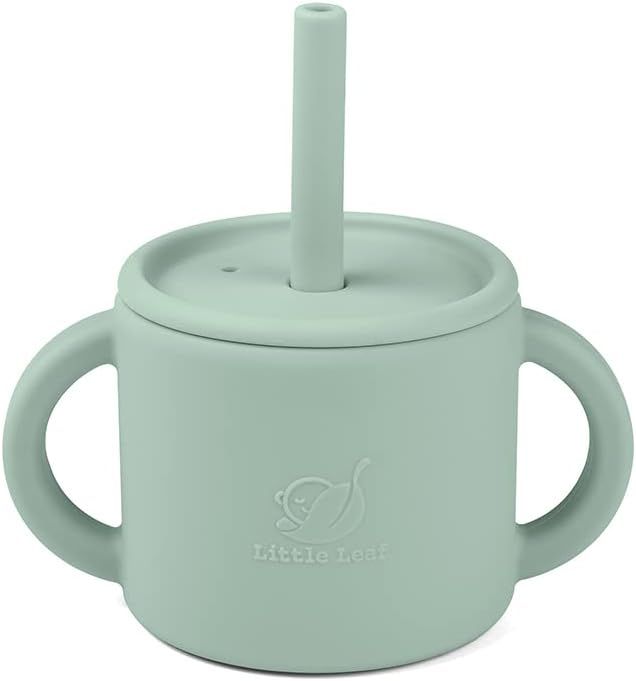 Silicone Baby Cup - 6OZ Transition Sippy Cups with Straw & Removable Lid - Green… | Amazon (US)