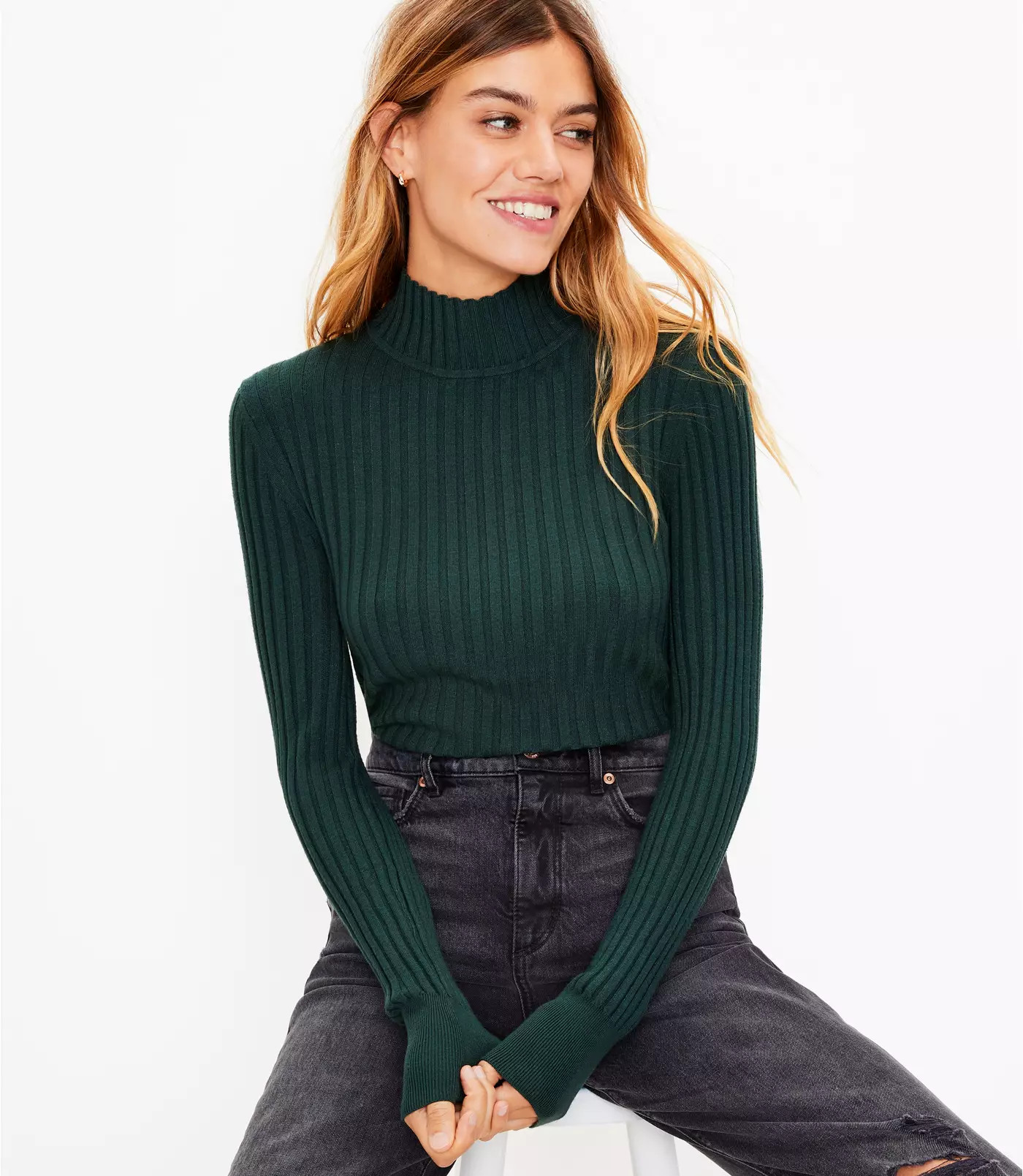 Ribbed Turtleneck Sweater | LOFT | LOFT