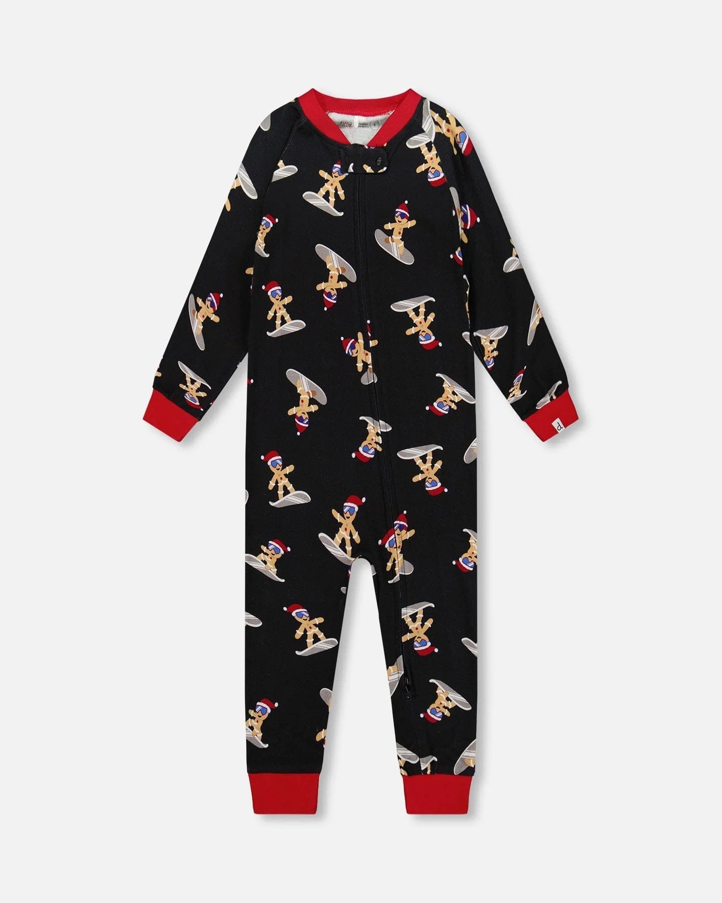 Organic Cotton Interlock One-Piece Pajama Black Cookie Print - Deux par Deux | Deux par Deux Childrens Designer Clothing