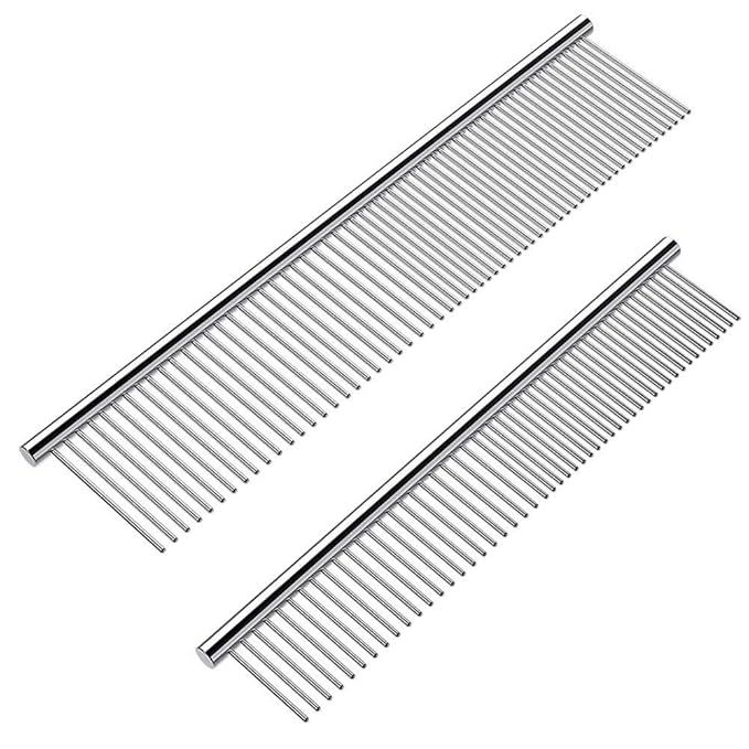 Cafhelp 2 Pack Dog Combs with Rounded Ends Stainless Steel Teeth, Cat Comb for Removing Tangles a... | Amazon (US)