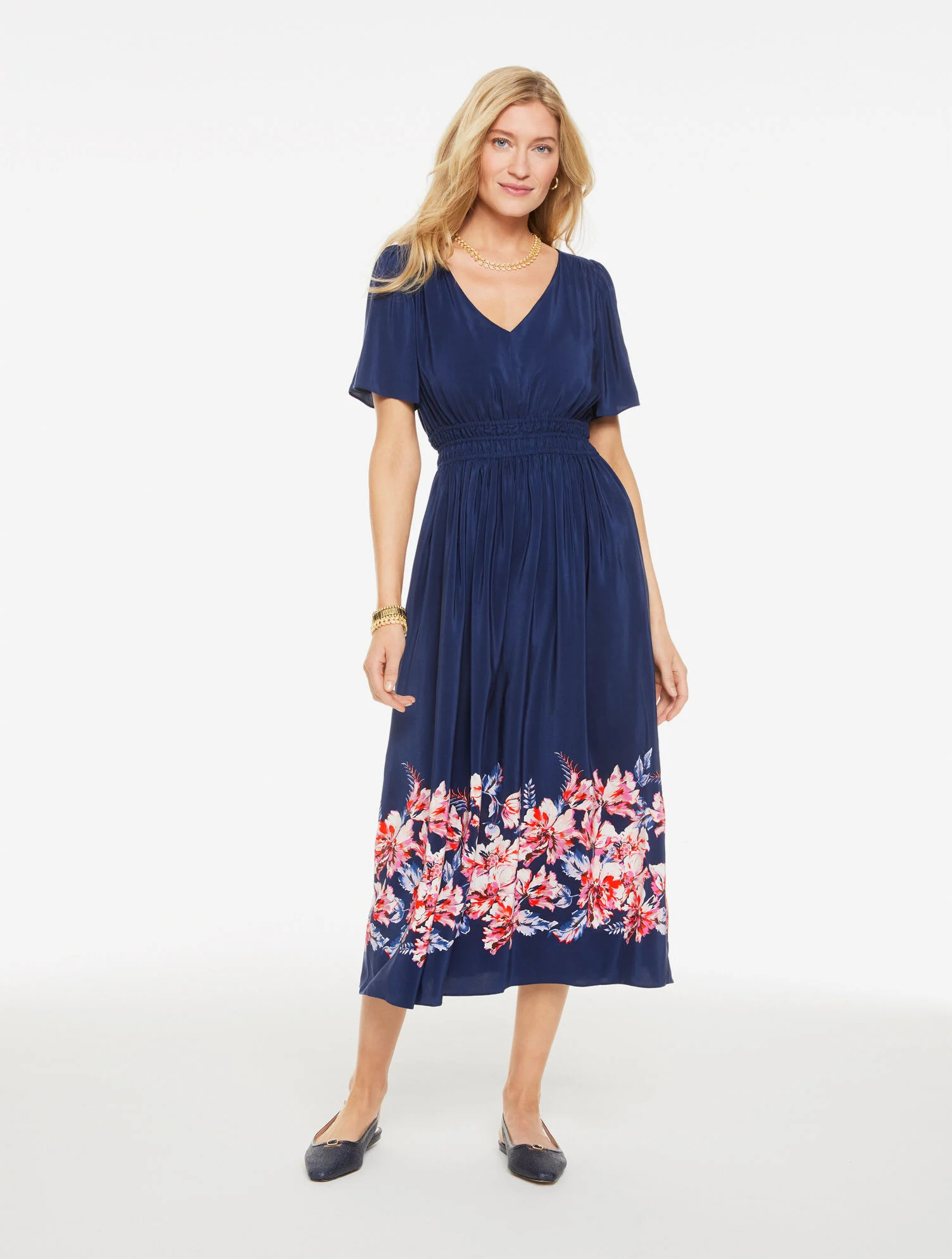 Fit & Flare Dress - Foliage Border | Talbots