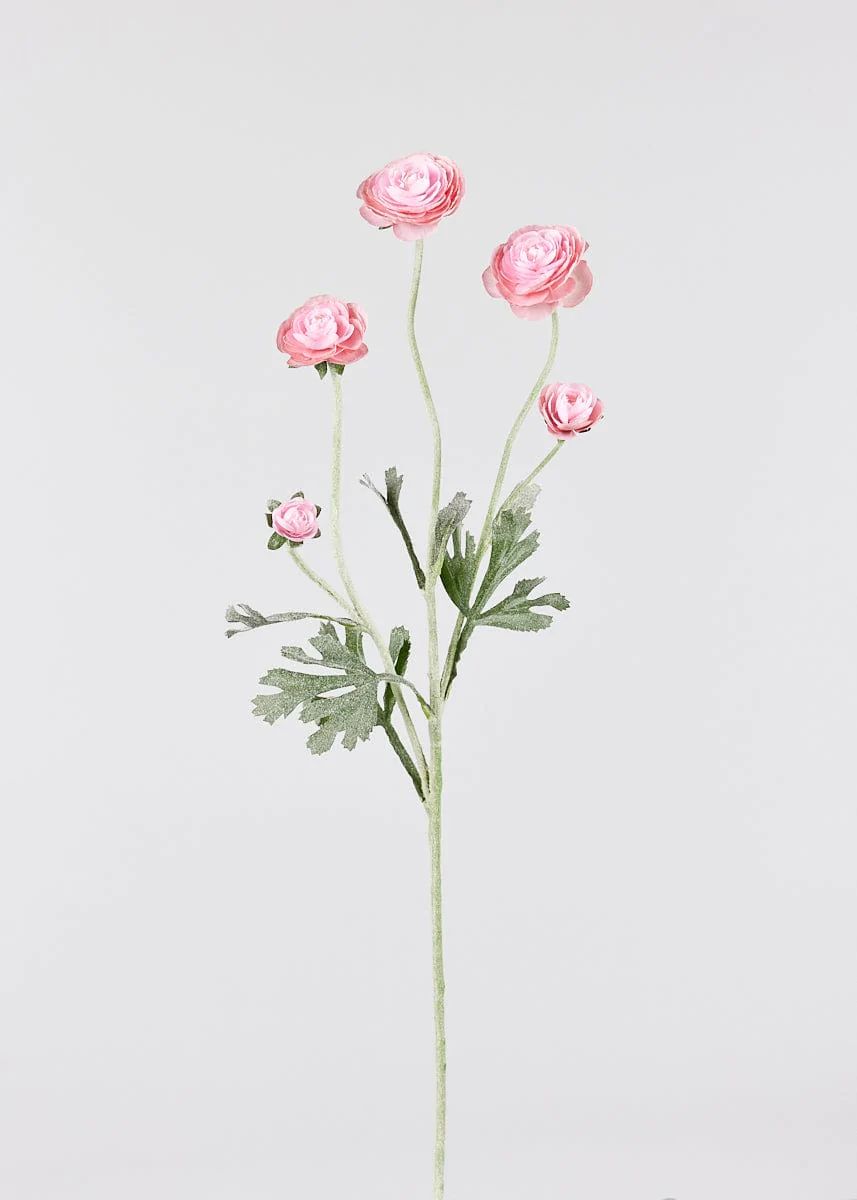 Faux Ranunculus Flowers in Soft Pink - 28" | Afloral