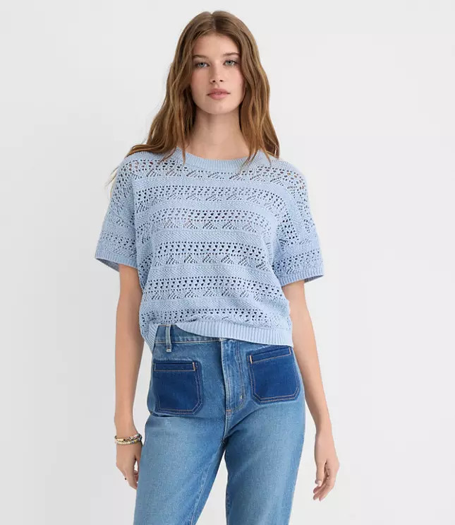 Pointelle Relaxed Sweater Tee | LOFT