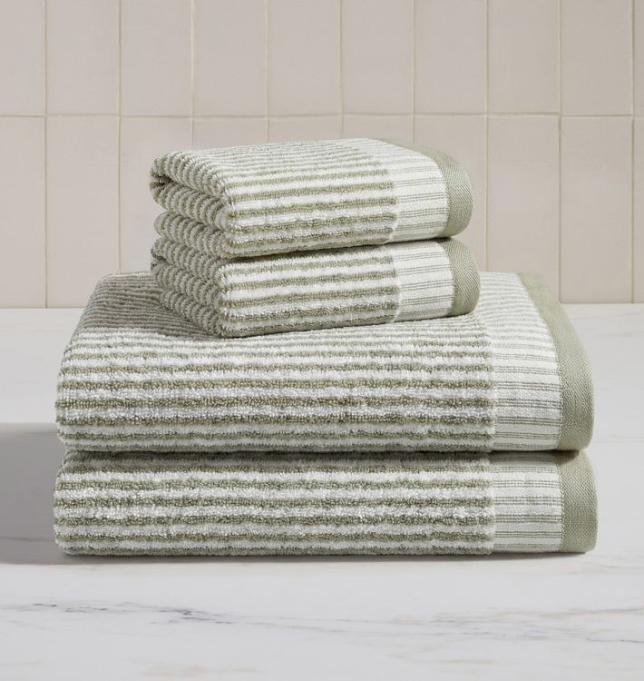 Petite Stripe Terry Organic Aerocotton Towel - Set of 4 | Rejuvenation