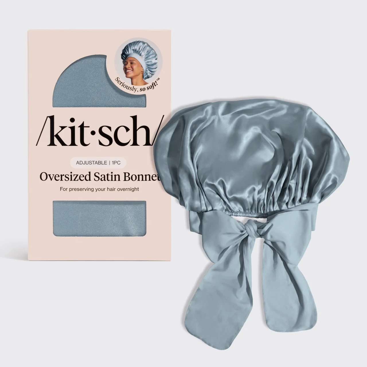 Haze Blue Oversized Satin Bonnet | KITSCH | Kitsch