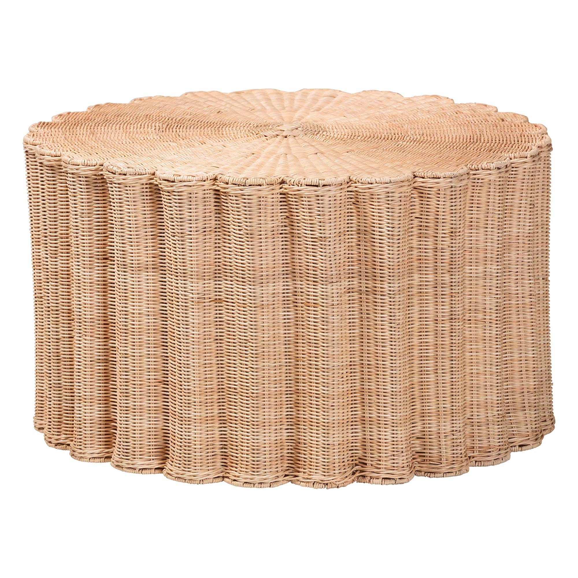 Bali & pari Kensley Natural Rattan Coffee Table – Handwoven Wicker Round Accent Table with Scal... | Amazon (US)