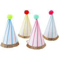 Meri Stripe Pompom Mini Party Hats | Pack Of 8 | Etsy (US)