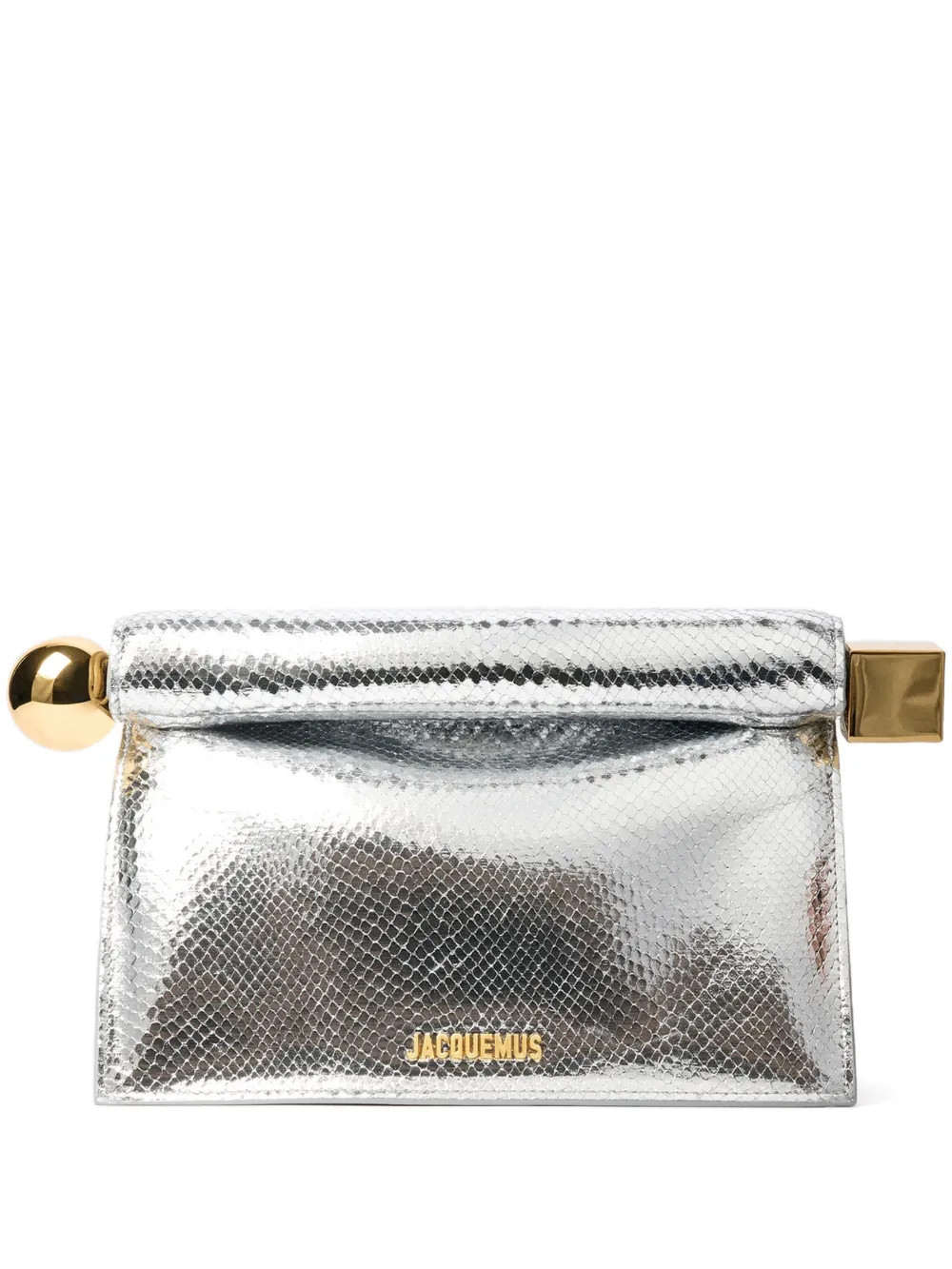 Jacquemus Rond Carr\u00e9 Clutch Bag | Silver | FARFETCH | Farfetch Global