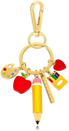 WOWORAMA Teacher Keychain Colorful Red Bag Charm for Women | Amazon (US)