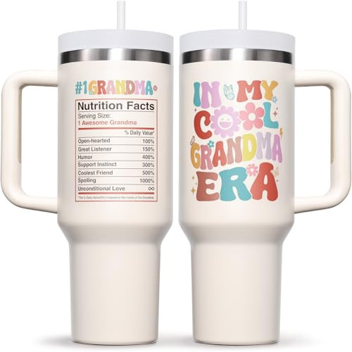 Gifts for Grandma Christmas Gift from Granddaughter Grandchildren Grandkid, 40 OZ Tumbler Unique Grandmother Birthday Gift, In My Cool Grandma Era Insulated Cup for New Nana, Grandmother, Nana, Gigi | Amazon (US)
