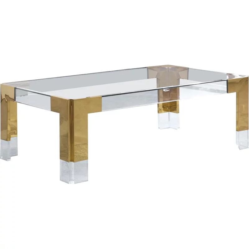 Meridian Furniture Casper Rectangular Glass Top Coffee Table in Gold | Walmart (US)