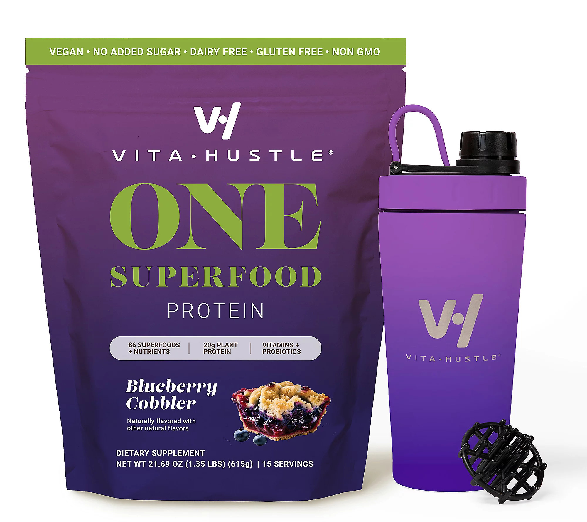VitaHustle ONE Nutrition Shake 15 Servings withShaker Bottle | QVC
