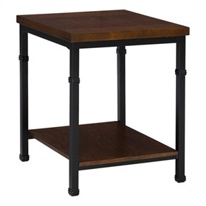 Atlin Designs Transitional Metal End Table with Shelves in Brown | Homesquare