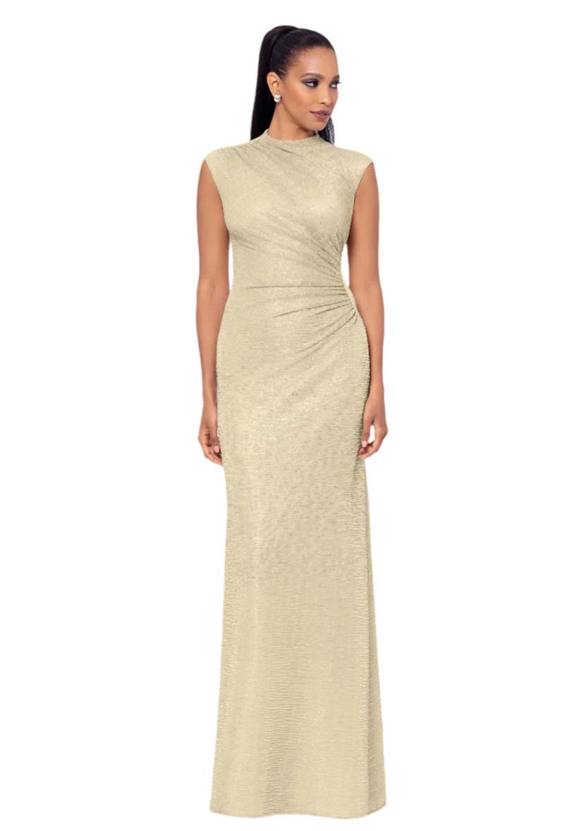 Women's Cap Sleeve High Neck Solid Gown | Belk
