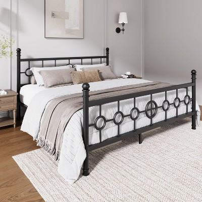 Metal Bed Frame with Vintage Circular Headboard and Footboard, Heavy-Duty Iron Platform Bed, No Box Spring Needed, Noise-Free Design, Easy Assembly | Target