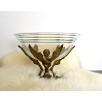 Vintage Bowl On Standbrass Angel Stand With Glass Bowlcherub Stand | Etsy (US)