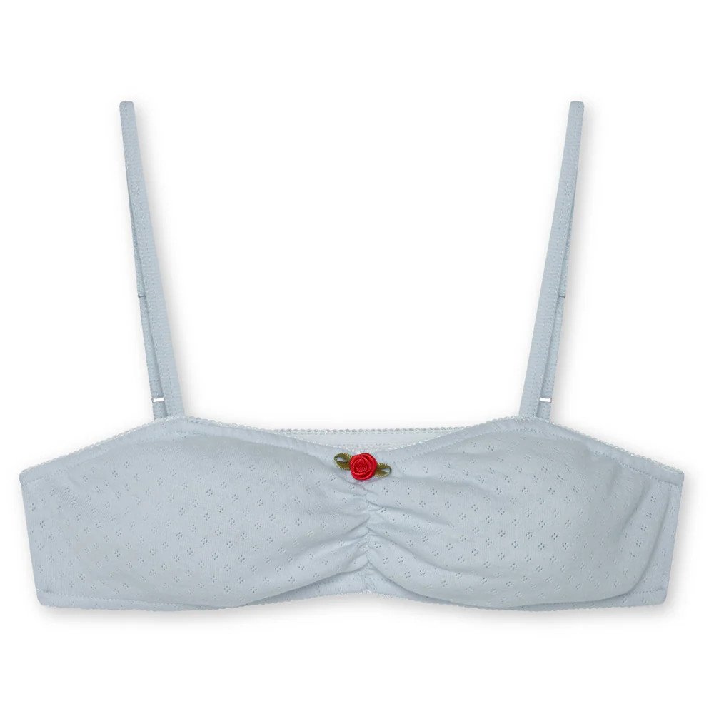 Pointelle Crop Top- Baby Blue/Red | The NAP Co