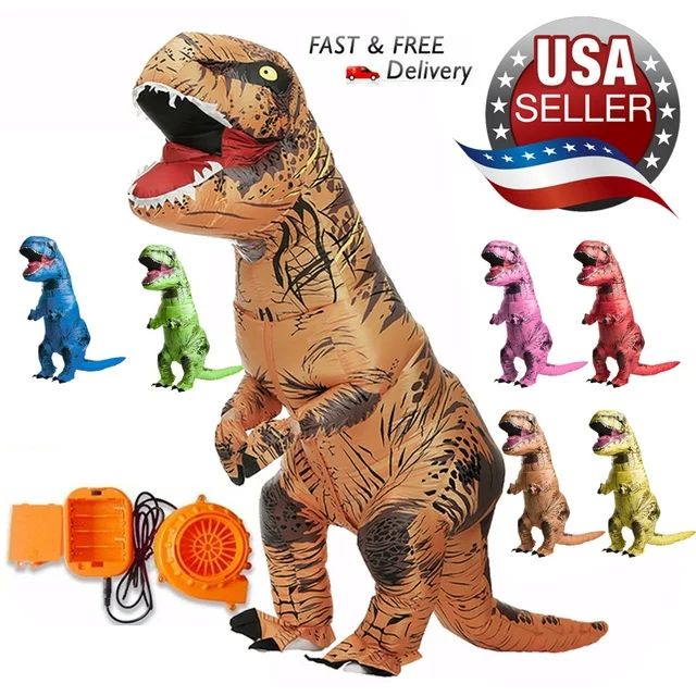 Adults Inflatable Dinosaur Costume Child Jurassic Halloween Blowup Outfit | Walmart (US)