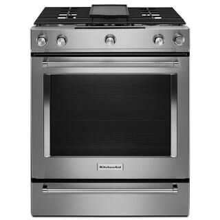 KitchenAid 7.1 cu. ft. Slide-In Dual Fuel Range with AquaLift Self-Cleaning True Convection Oven ... | The Home Depot