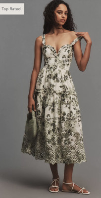 By Anthropologie Sleeveless Sweetheart A-Line Midi Dress | eBay US