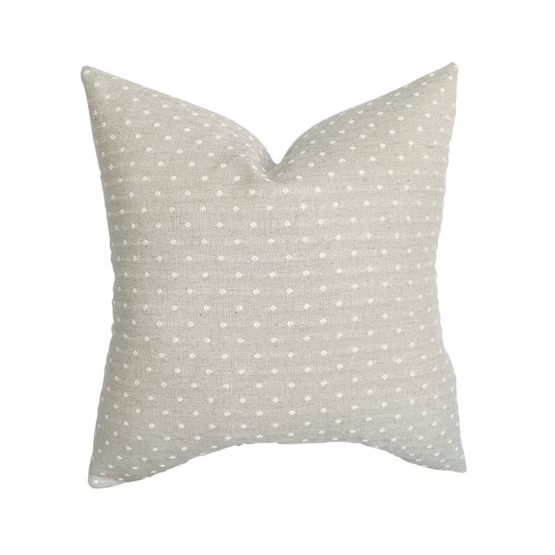 Isla | Flax Embroidered Dot Pillow Cover | Linen and James