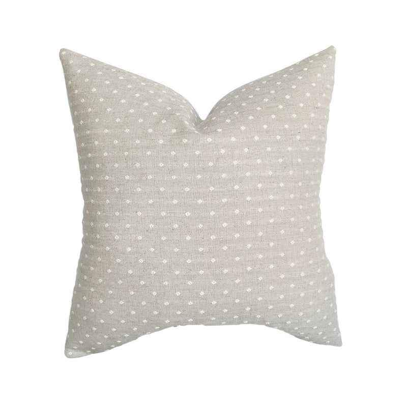 Isla | Flax Embroidered Dot Pillow Cover | Linen & James