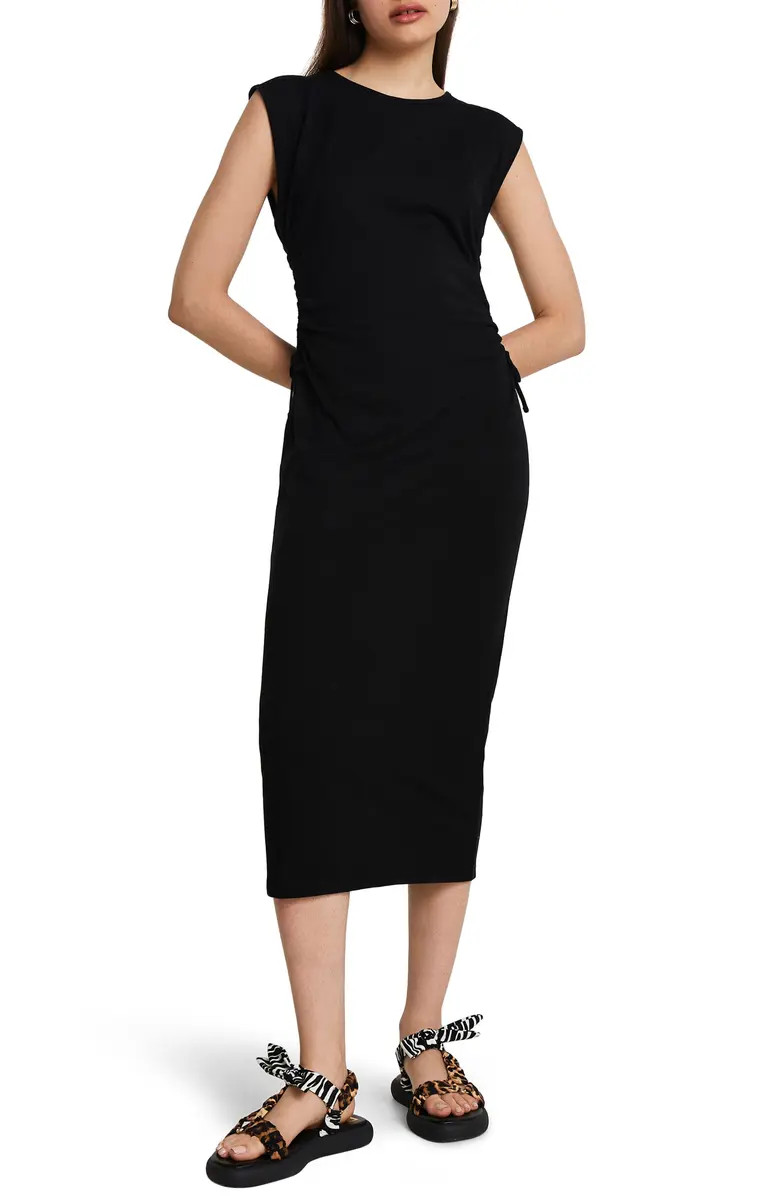 River Island Side Ruched Sleeveless Cotton Knit Dress | Nordstrom | Nordstrom