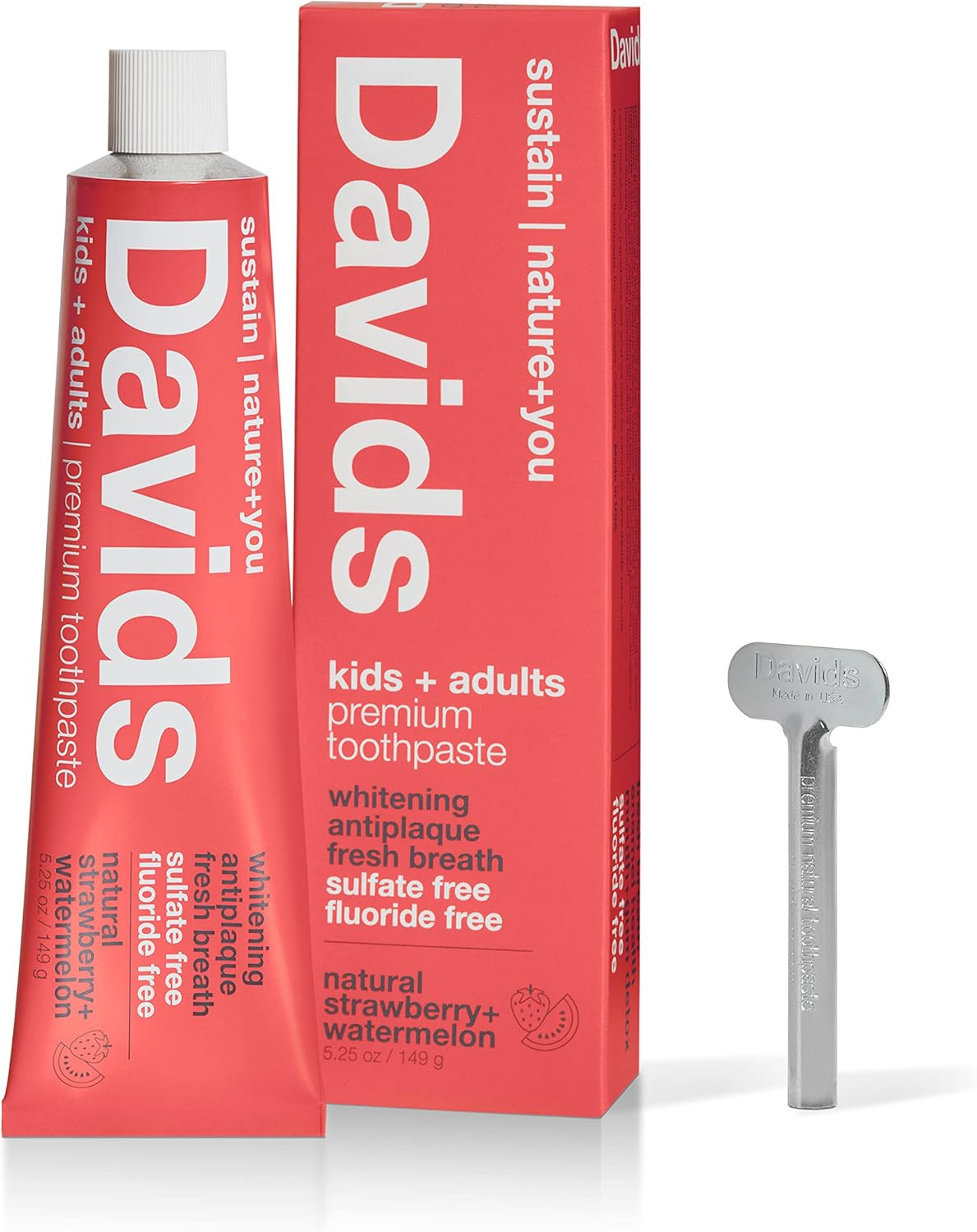 Davids Natural Whitening Toothpaste, Antiplaque, Fluoride Free, SLS Free, Kids & Adults Natural S... | Amazon (US)