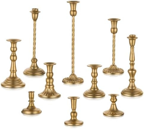 Gold Candle Holders Set of 10, Table Centerpiece, Wedding Decor | Amazon (US)