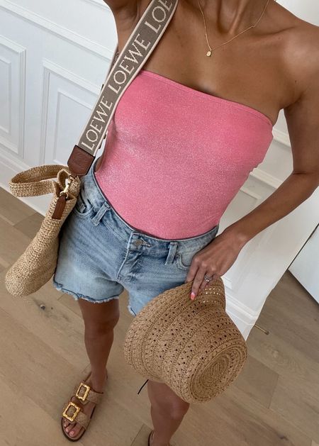 Recent pink buys I’m loving for warmer weather 💖✨  

1.	this shimmery pink one piece!! love the cut out detail - straps are removable so you can wear as strapless, halter or regular. (also not pink but LOVE this bucket hat, I found it as an affordable option to my designer one it’s under $20)
	2.	striped boxer shorts 🤩 obsessssed with these.  they also have a super cute fruit pattern I got too.  I’ve also seen a bunch of fashion girlies styling boxer shorts as regular shorts it looks so cute on them but I am loving these for pj shorts. you could wear either way 🥰
	3.	pink flower heels!! these only make an appearance on the occasional date night haha I live more in sneakers these days. but these are stunning, even prettier in person, would be super cute for Easter or wedding guest shoes. 

Resort wear, vacation outfit, pink swimsuit, pool outfit, beach outfit, pink one piece swimsuit, denim shorts, bucket hat, girls boxer shorts, Walmart, flower heels, date night, summer outfit, Christine Andrew 
@walmartfashion #WalmartPartner #walmartfashion 

#LTKfindsunder100 #LTKswim #LTKSeasonal