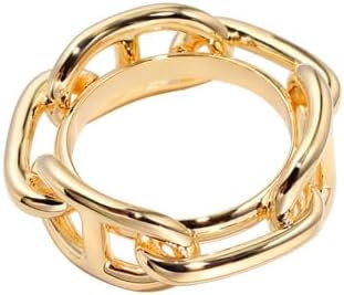 Chunky Chain Silk Scarf Ring Clip for Women Gold/Silver Plated Minimalist Wide Band Statement Buc... | Amazon (US)