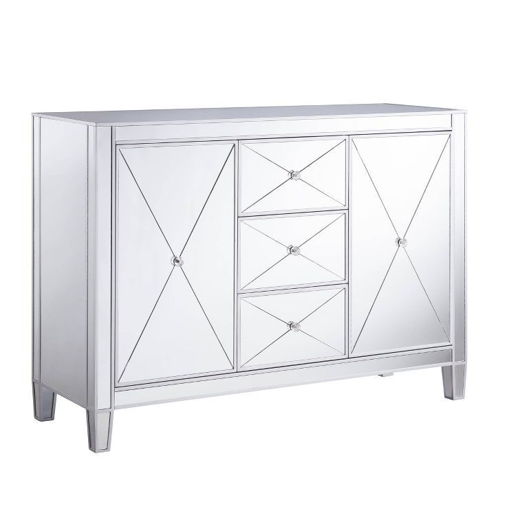 Monroe 3 Drawer Mirrored Cabinet Silver - Aiden Lane | Target