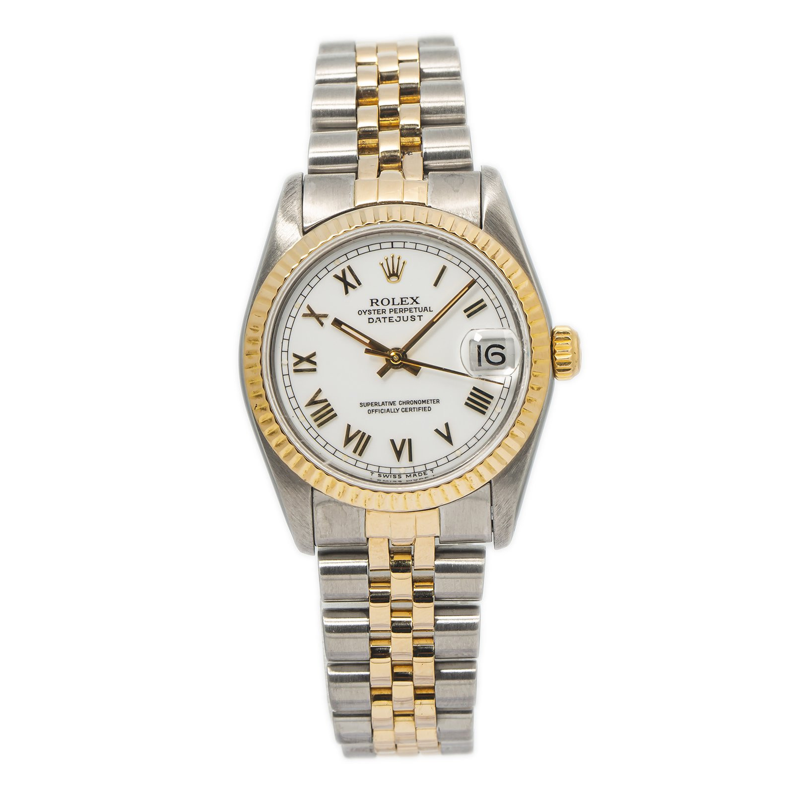Rolex Datejust 68273 18k Yellow Gold TwoTone Jubilee Roman White Dial Watch 31mm | Walmart (US)