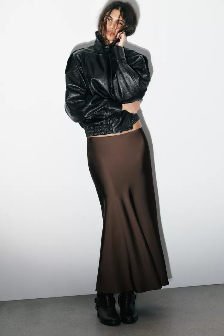SATIN EFFECT MIDI SKIRT | Zara US