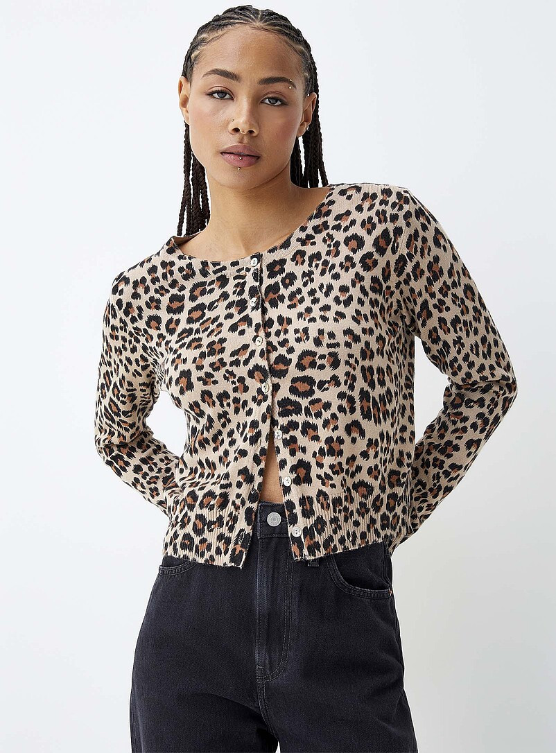 Mother-of-pearl buttons leopard cardigan | Simons