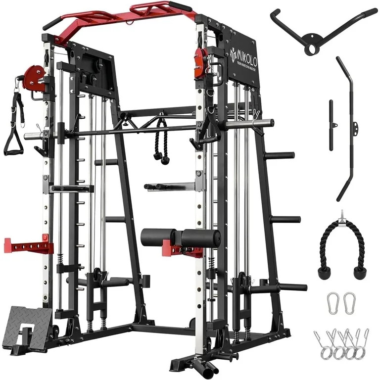 Mikolo Smith Machine Home Gym, 2200 lbs Power Rack Cage with Cable Crossover, Weight Bar, 360° L... | Walmart (US)