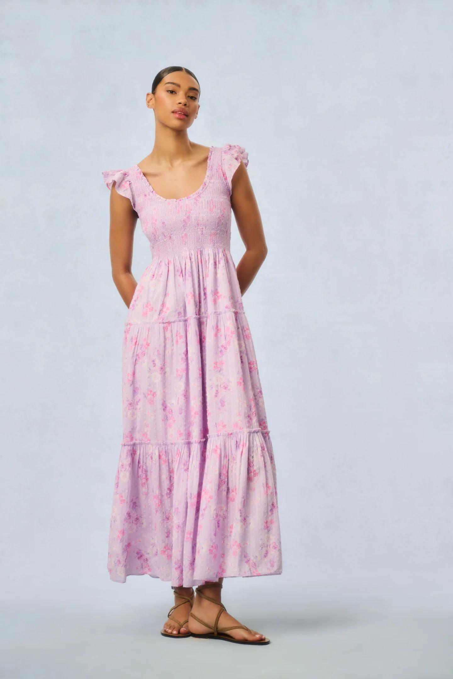 Chessie Fragrance Print Cotton Maxi Dress | LoveShackFancy