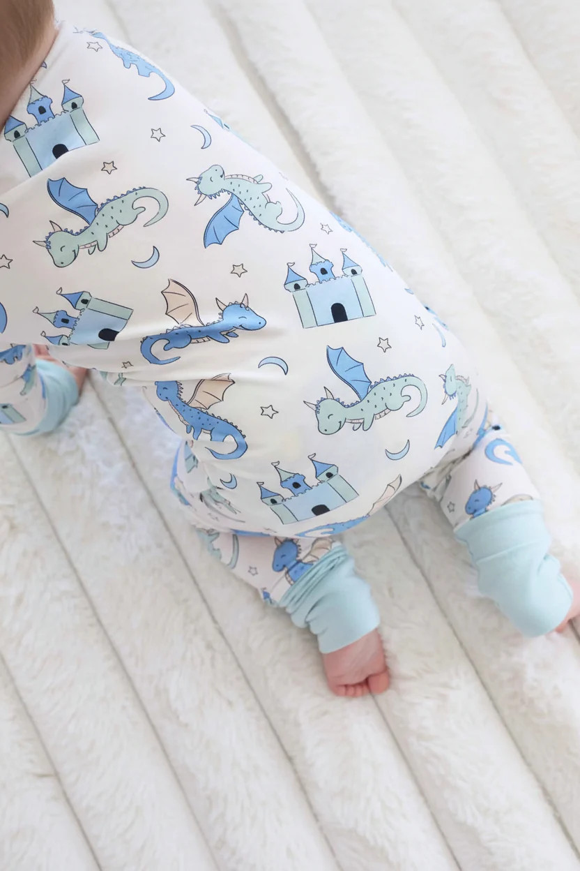 Dragon Adventure Convertible Zip Romper | Blue | Caden Lane