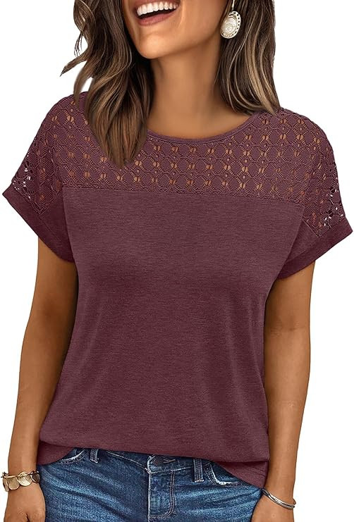 AUTOMET Women's Short Sleeve T Shirts Dressy Business Casual Summer Tops 2026 Spring Work Blouses... | Amazon (US)