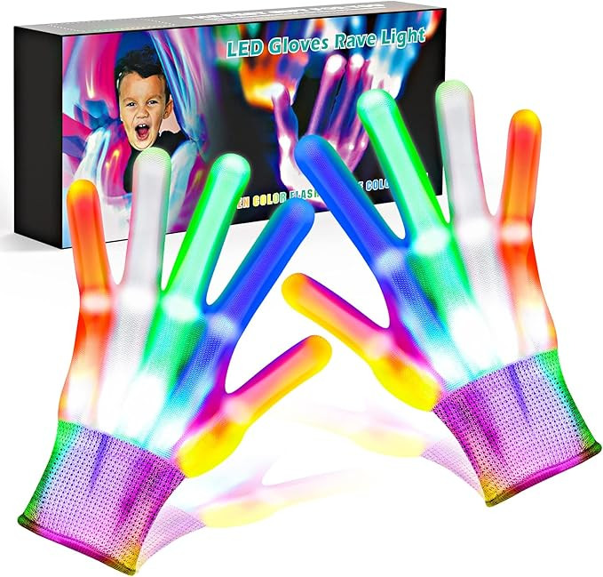 Cool Toys LED Gloves,Boy Toys Age 8-10 Years Old with 6 Flash Mode, Stocking Stuffers for Hallowe... | Amazon (US)