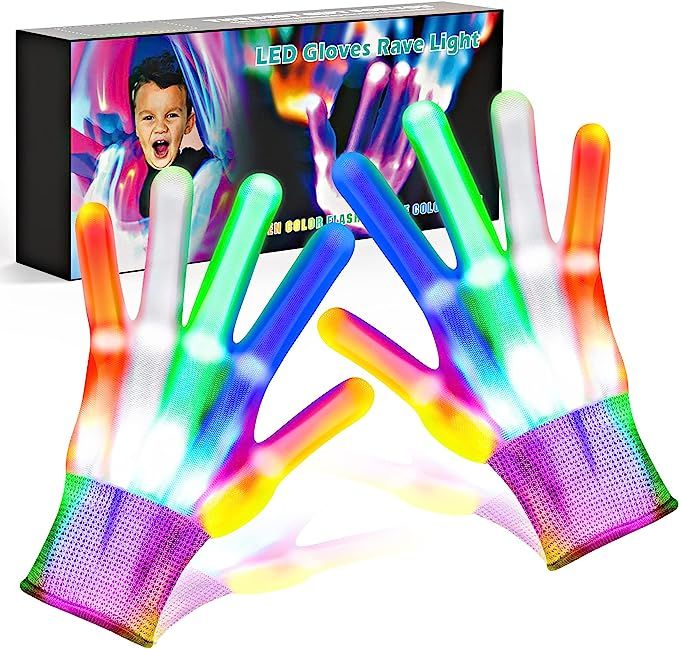 Cool Toys LED Gloves,Boy Toys Age 8-10 Years Old with 6 Flash Mode, Stocking Stuffers for Hallowe... | Amazon (US)