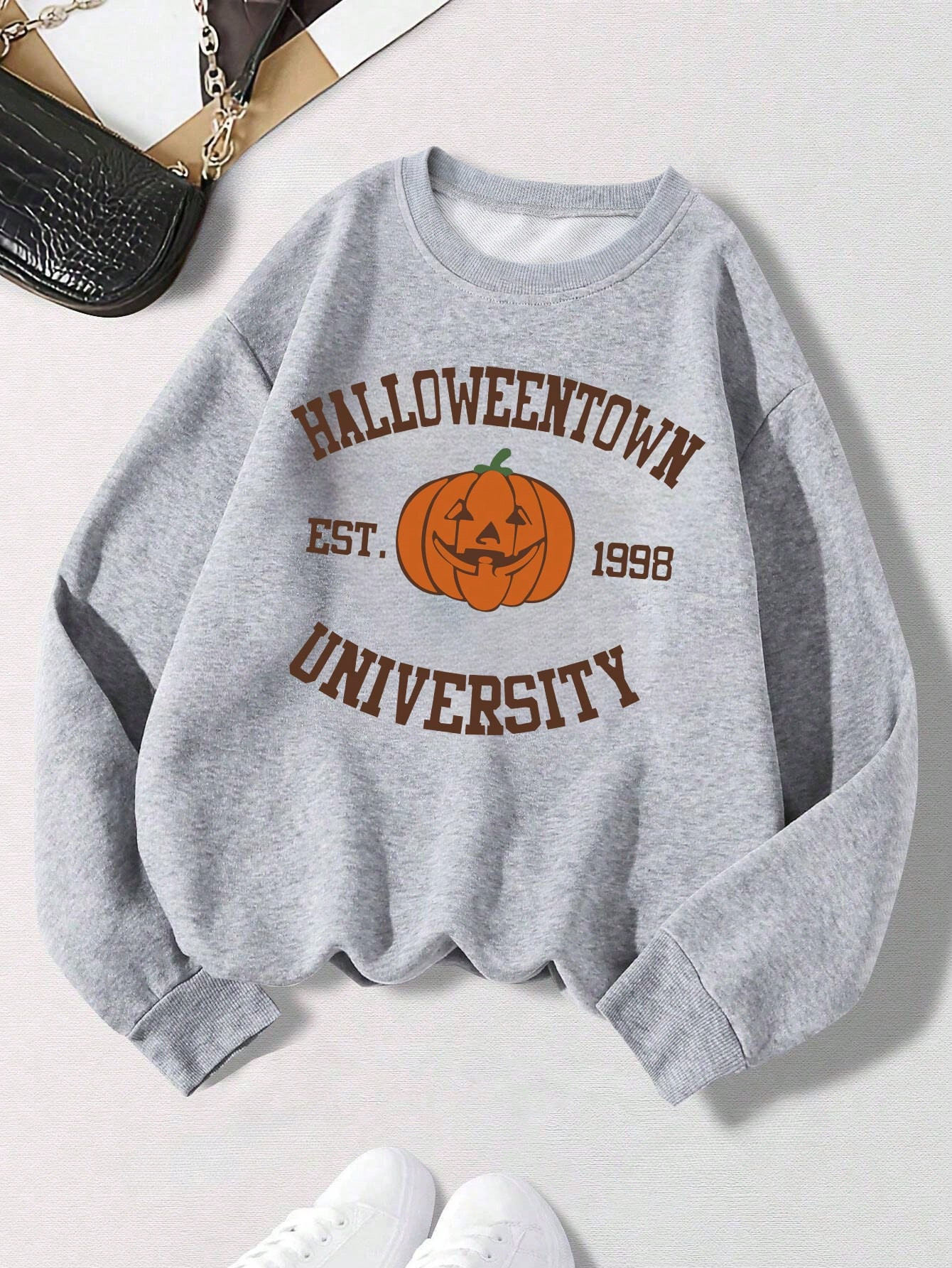 Halloween & Pumpkin Print Drop Shoulder Sweatshirt | SHEIN