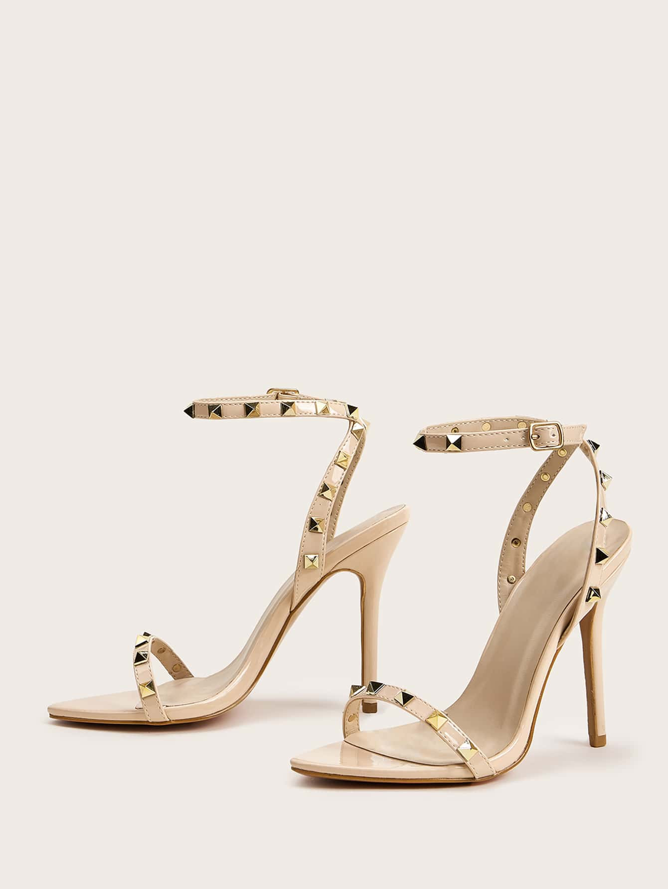 Studded Decor Ankle Strap Stiletto Heels | SHEIN