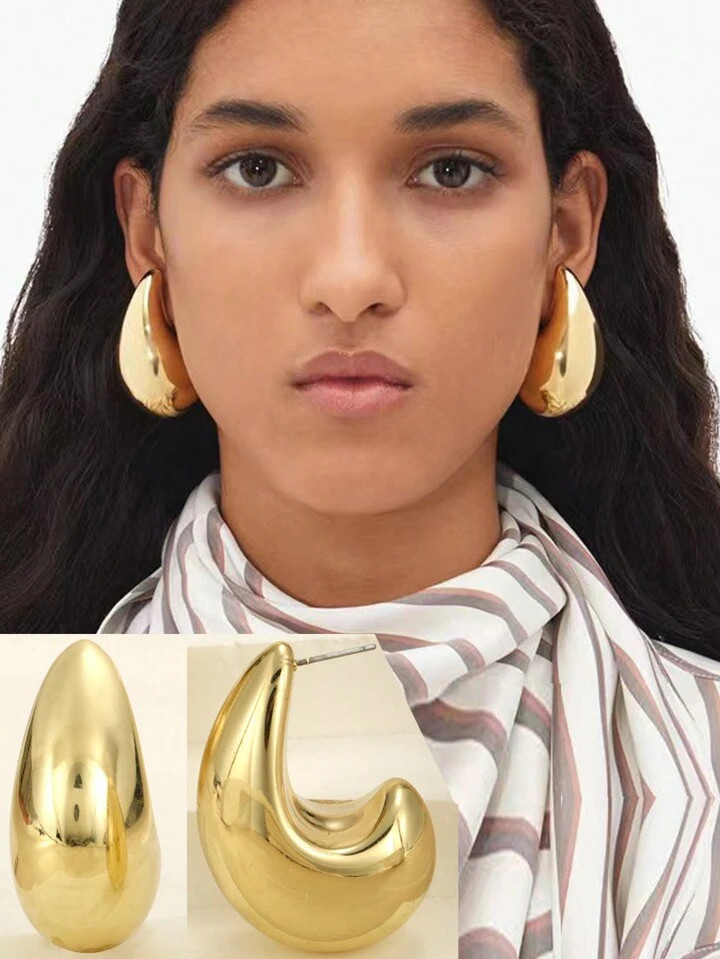 2 Stücke Oversized tropfenförmige Creolen, übertriebener Hip-Hop Schmuck, Alltags Tragen für ... | SHEIN